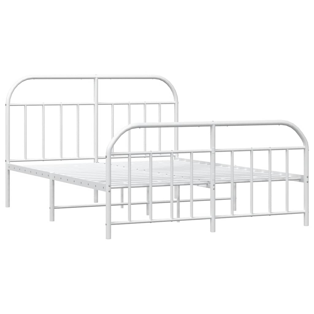 Cadre de lit métal sans matelas et pied de lit blanc 135x190 cm - XIOS