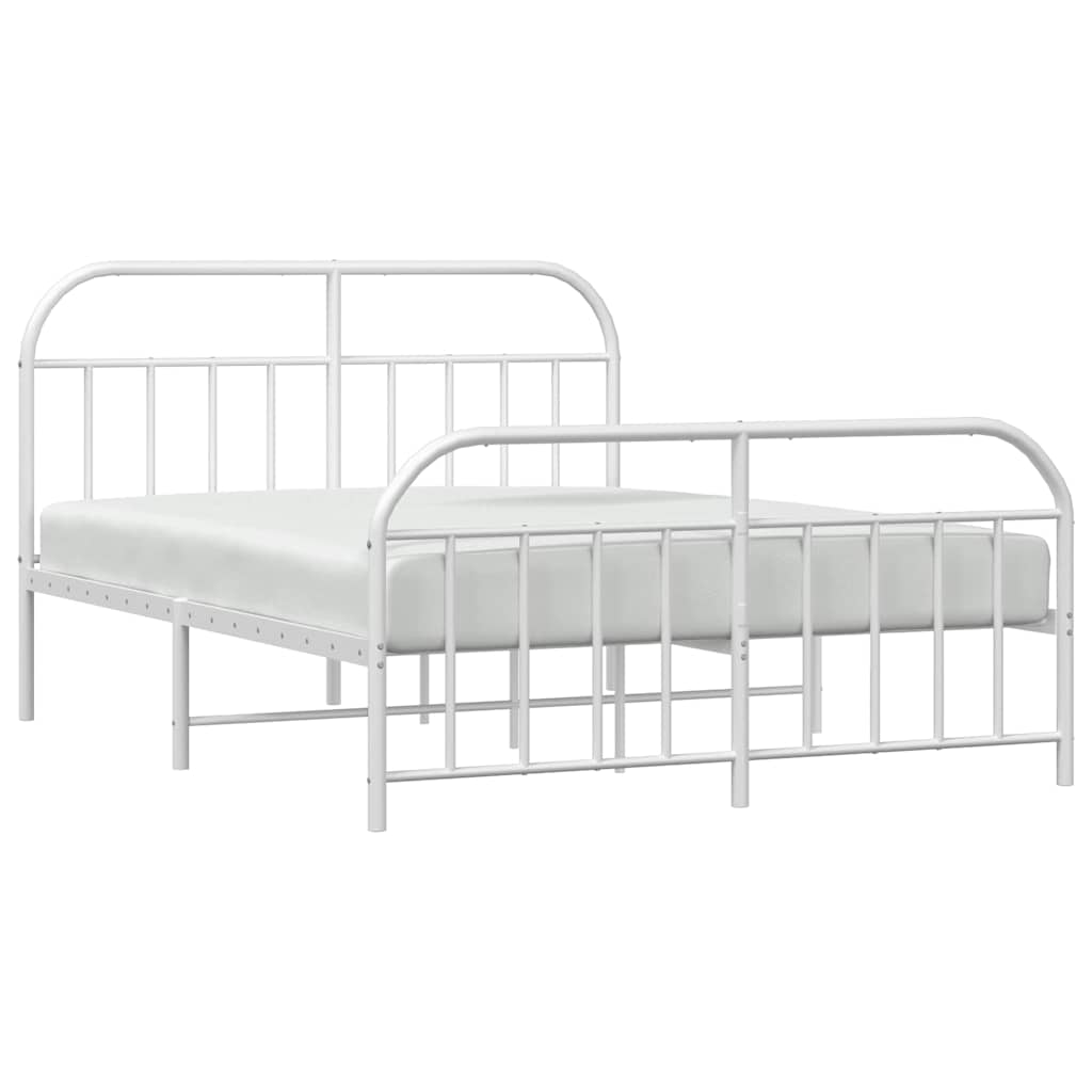 Cadre de lit métal sans matelas et pied de lit blanc 135x190 cm - XIOS