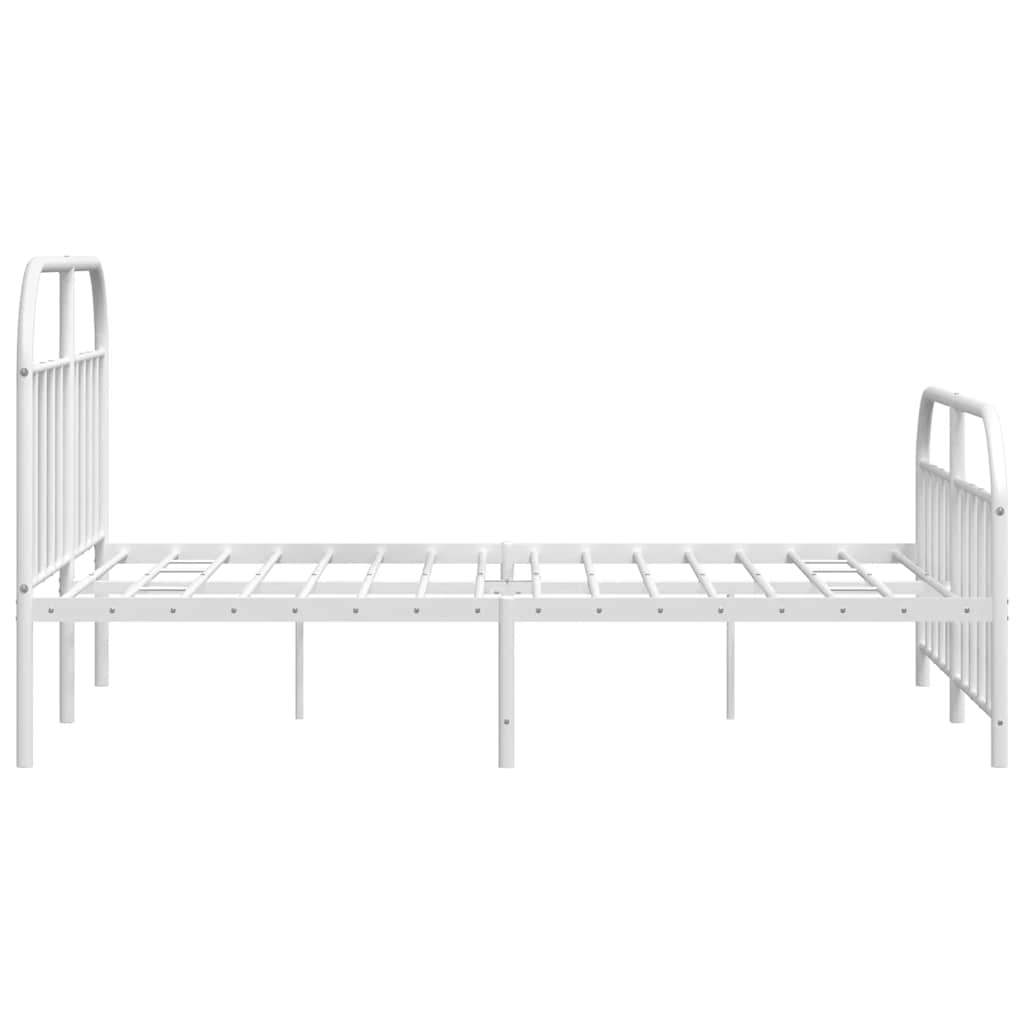 Cadre de lit métal sans matelas et pied de lit blanc 135x190 cm - XIOS