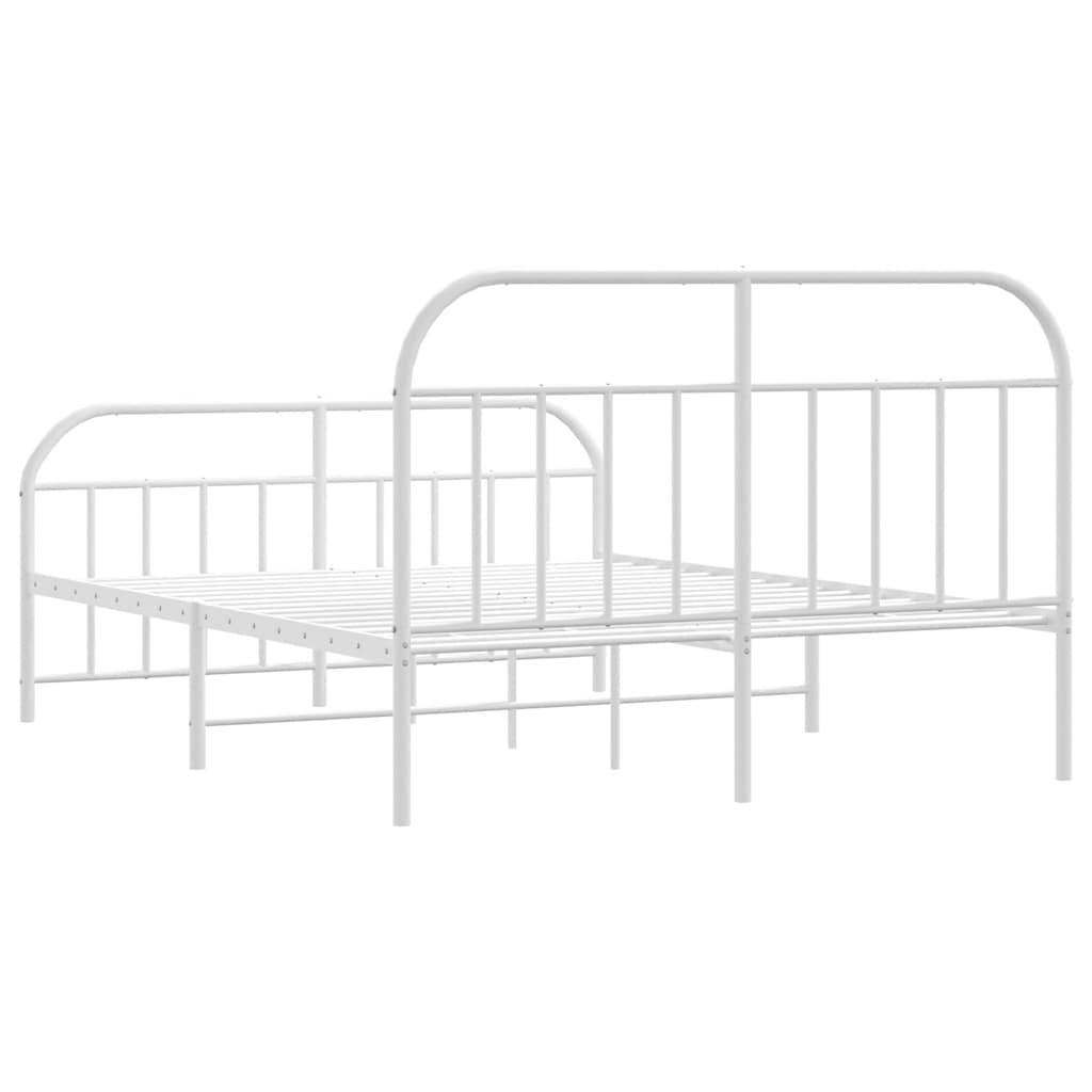 Cadre de lit métal sans matelas et pied de lit blanc 135x190 cm - XIOS