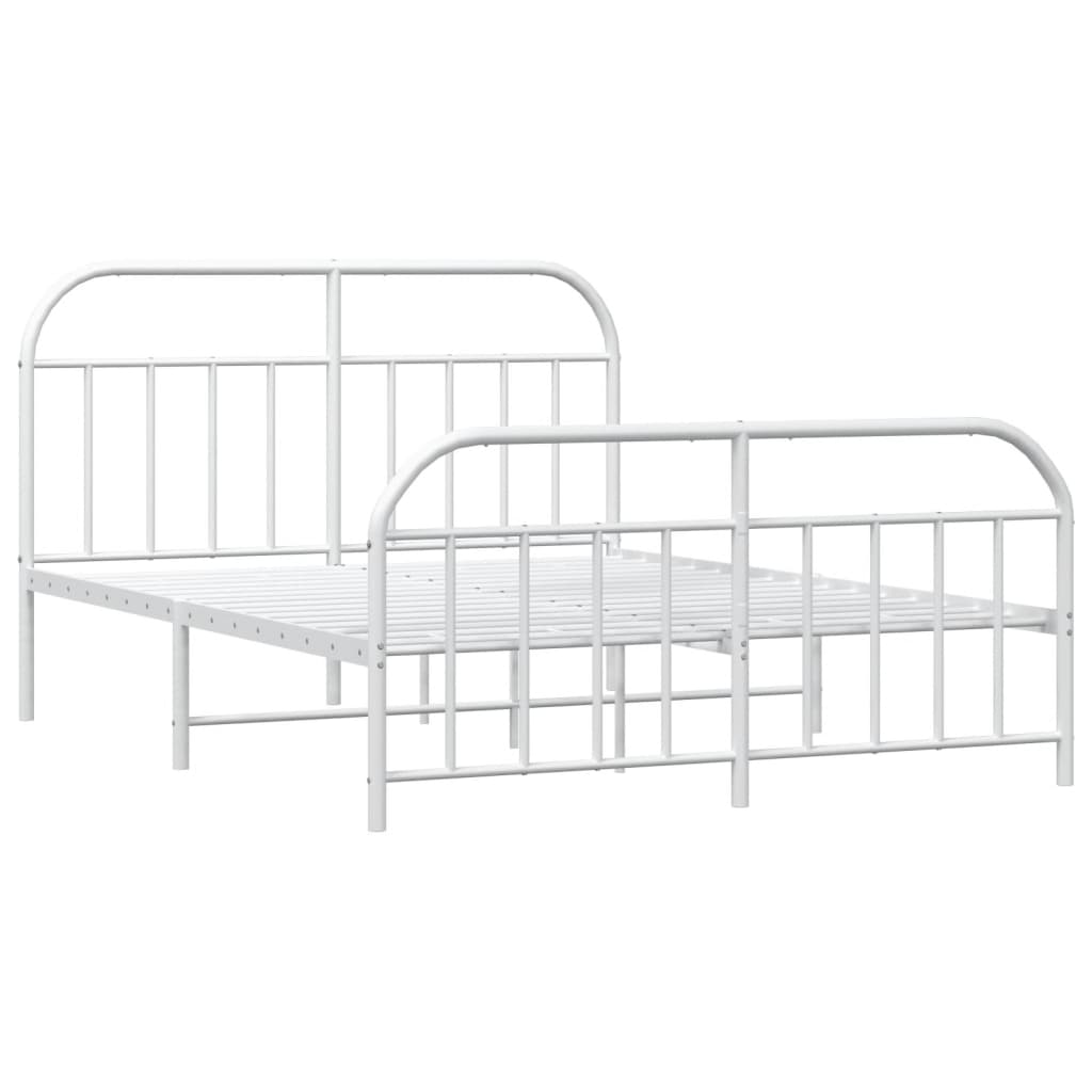 Cadre de lit métal sans matelas et pied de lit blanc 140x190 cm - XIOS