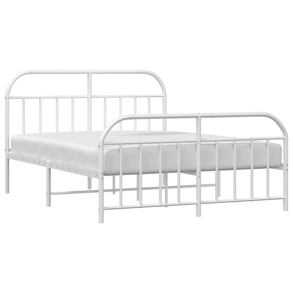 Cadre de lit métal sans matelas et pied de lit blanc 140x190 cm - XIOS