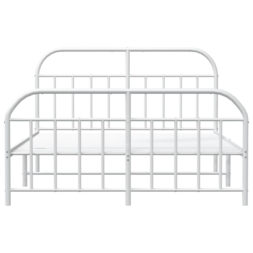 Cadre de lit métal sans matelas et pied de lit blanc 140x190 cm - XIOS