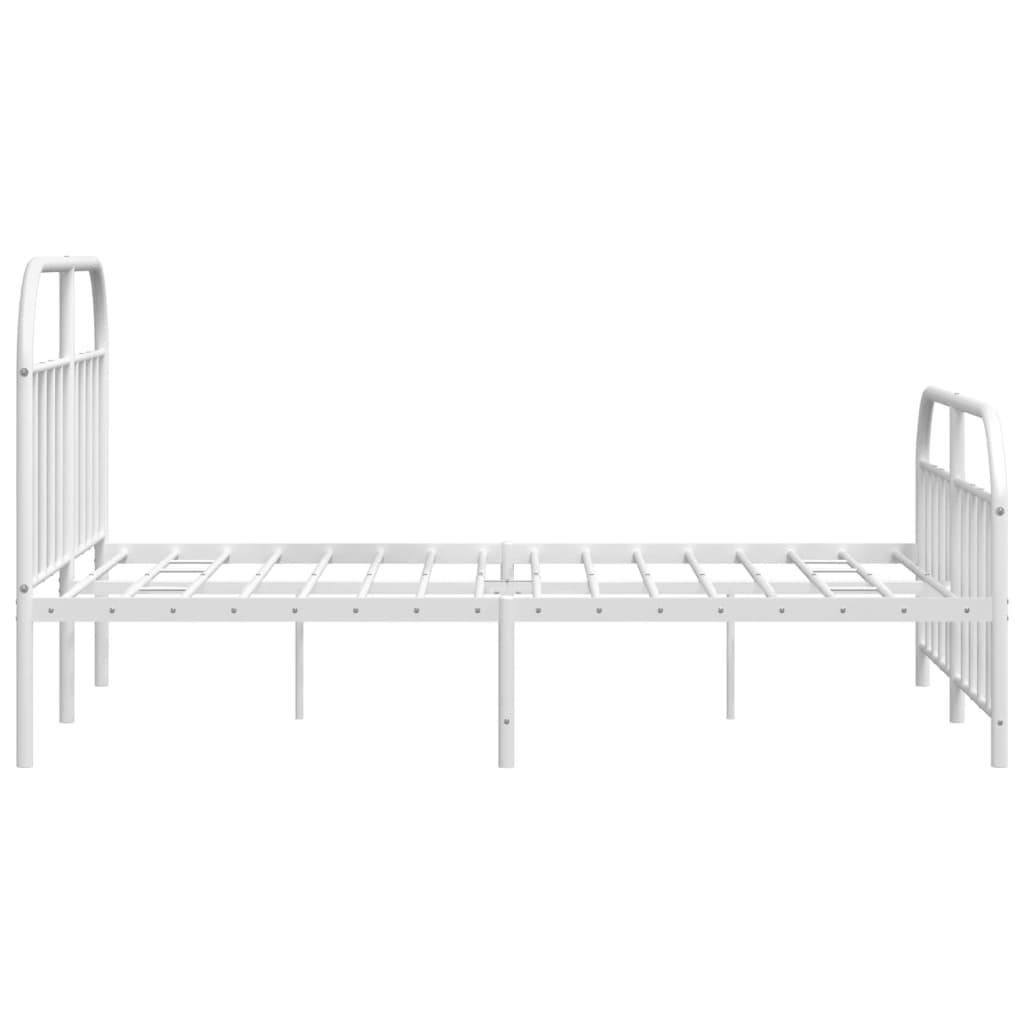 Cadre de lit métal sans matelas et pied de lit blanc 140x190 cm - XIOS
