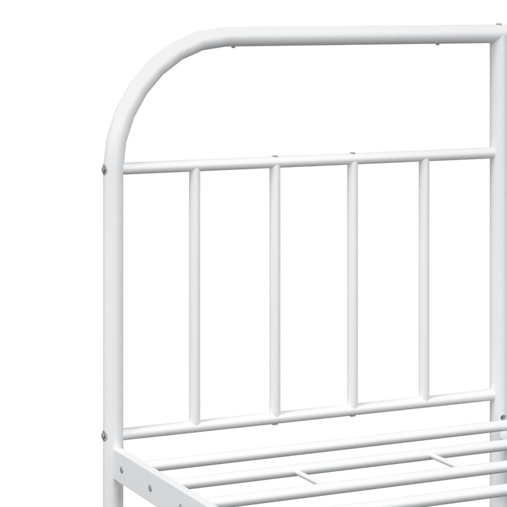 Cadre de lit métal sans matelas et pied de lit blanc 140x190 cm - XIOS