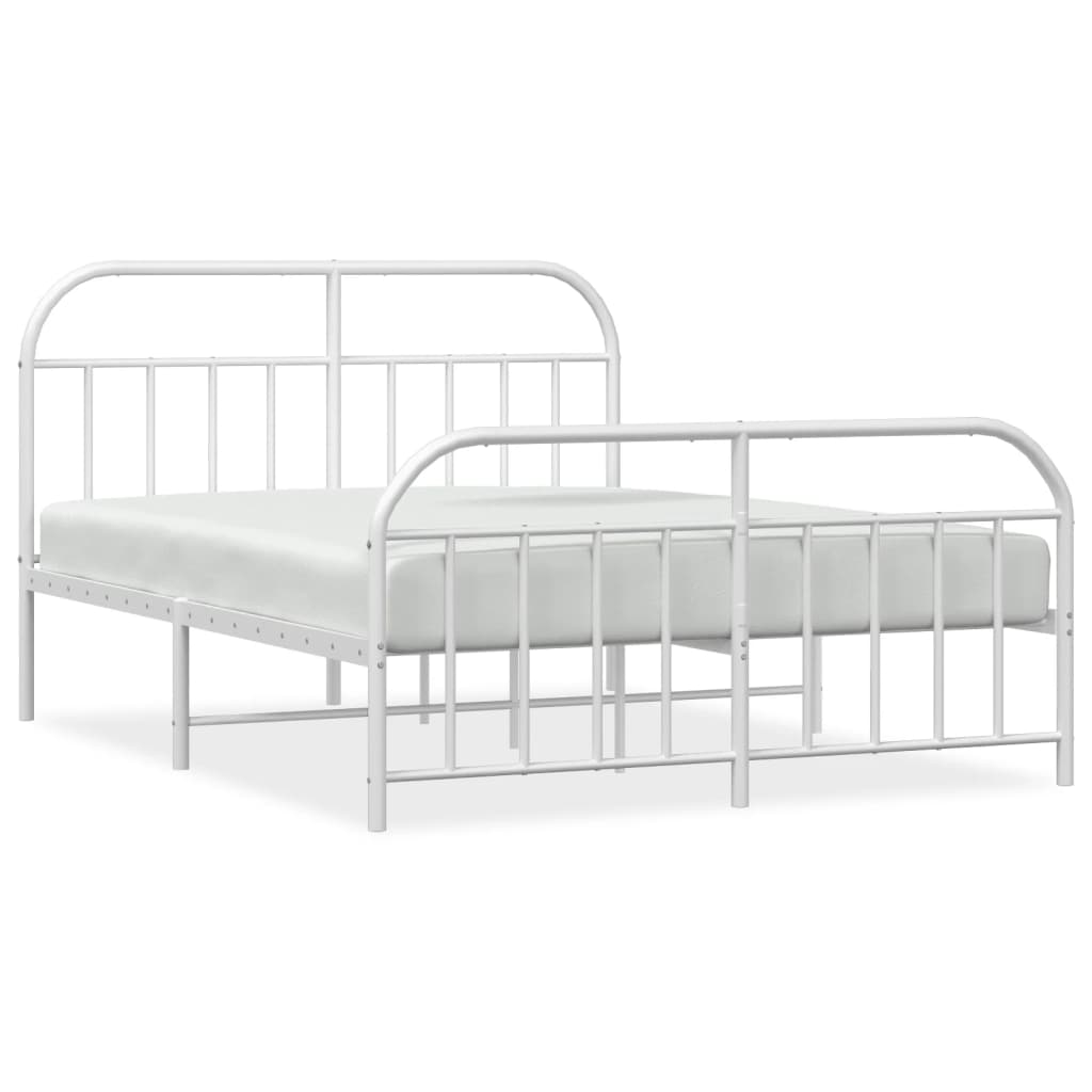 Cadre de lit métal sans matelas et pied de lit blanc 140x200 cm - XIOS