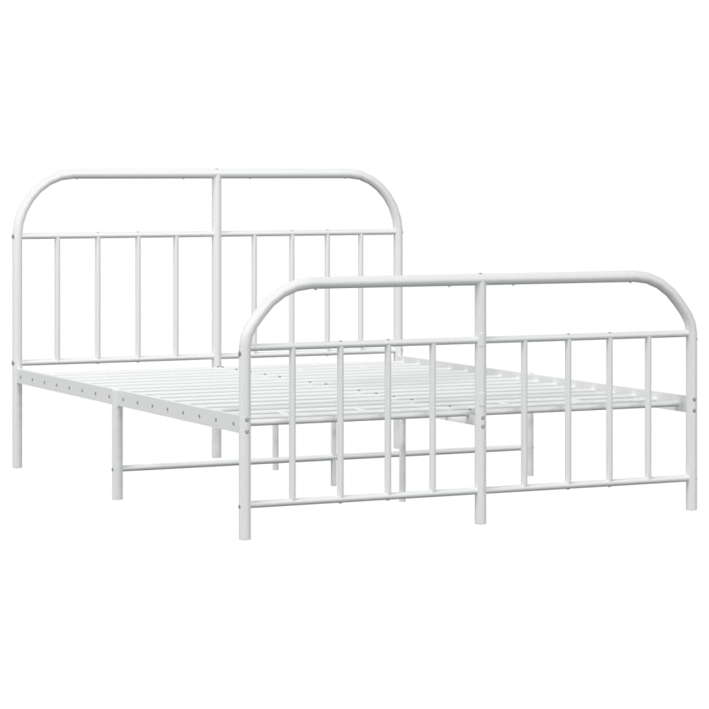 Cadre de lit métal sans matelas et pied de lit blanc 140x200 cm - XIOS