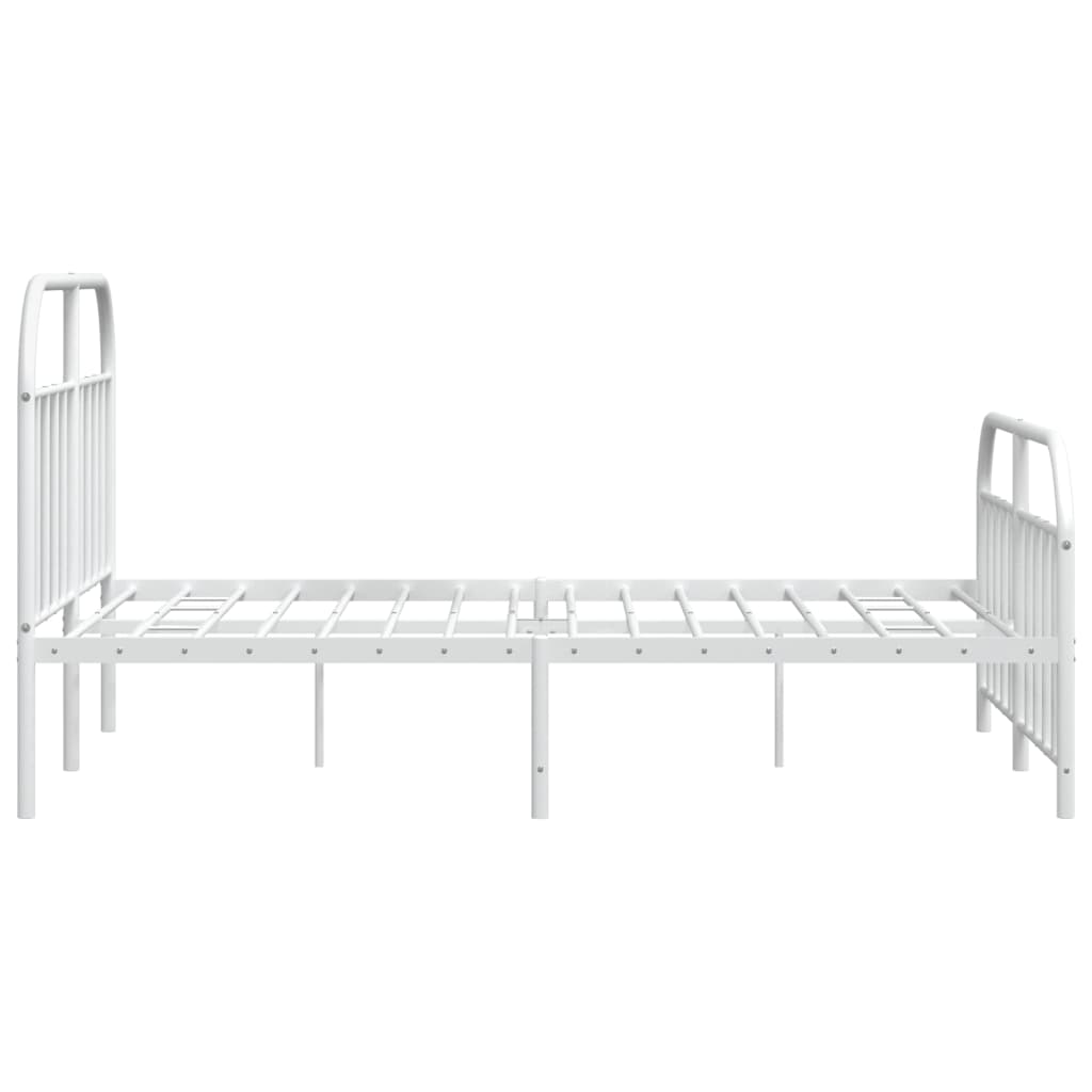 Cadre de lit métal sans matelas et pied de lit blanc 140x200 cm - XIOS