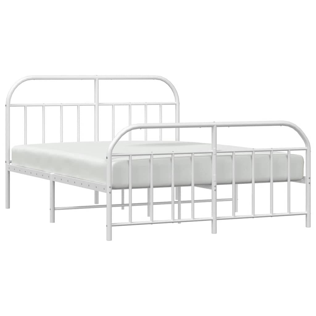 Cadre de lit métal sans matelas et pied de lit blanc 150x200 cm - XIOS