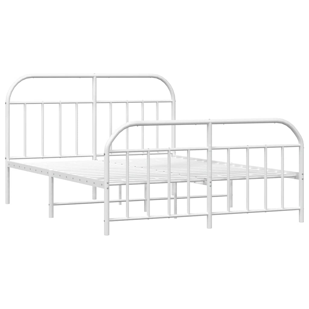 Cadre de lit métal sans matelas et pied de lit blanc 183x213 cm - XIOS