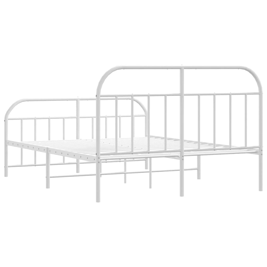 Cadre de lit métal sans matelas et pied de lit blanc 183x213 cm - XIOS