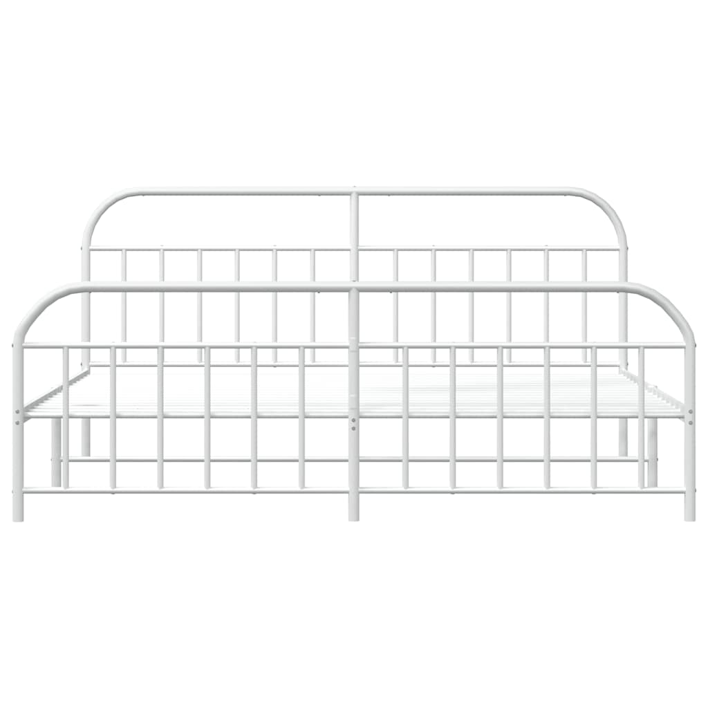 Cadre de lit métal sans matelas et pied de lit blanc 193x203 cm - XIOS