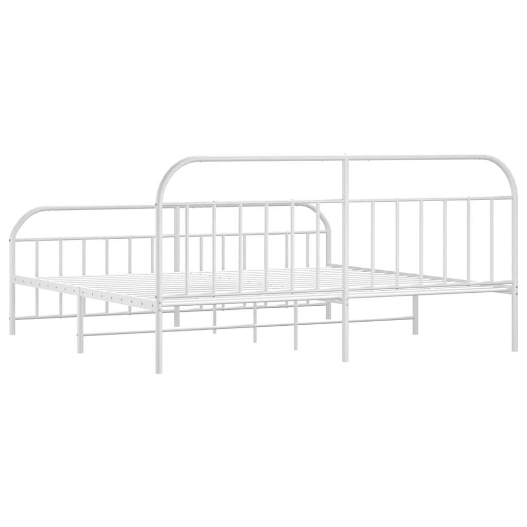 Cadre de lit métal sans matelas et pied de lit blanc 193x203 cm - XIOS