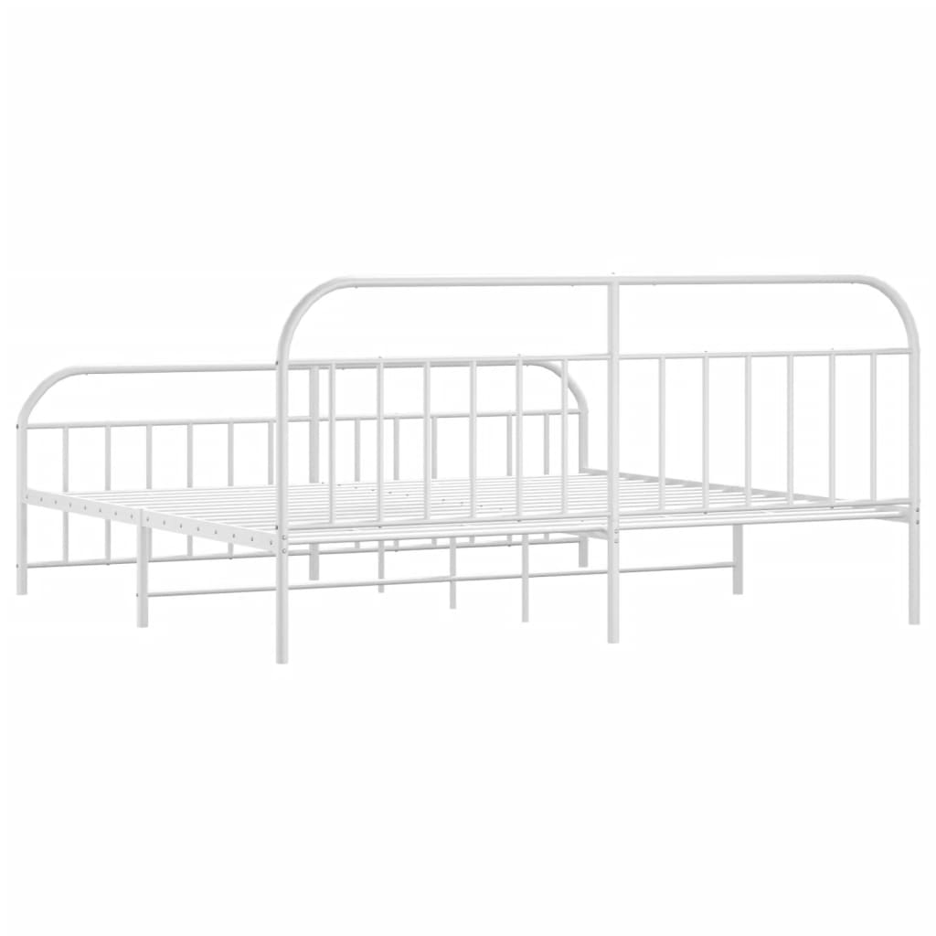 Cadre de lit métal sans matelas et pied de lit blanc 200x200 cm - XIOS