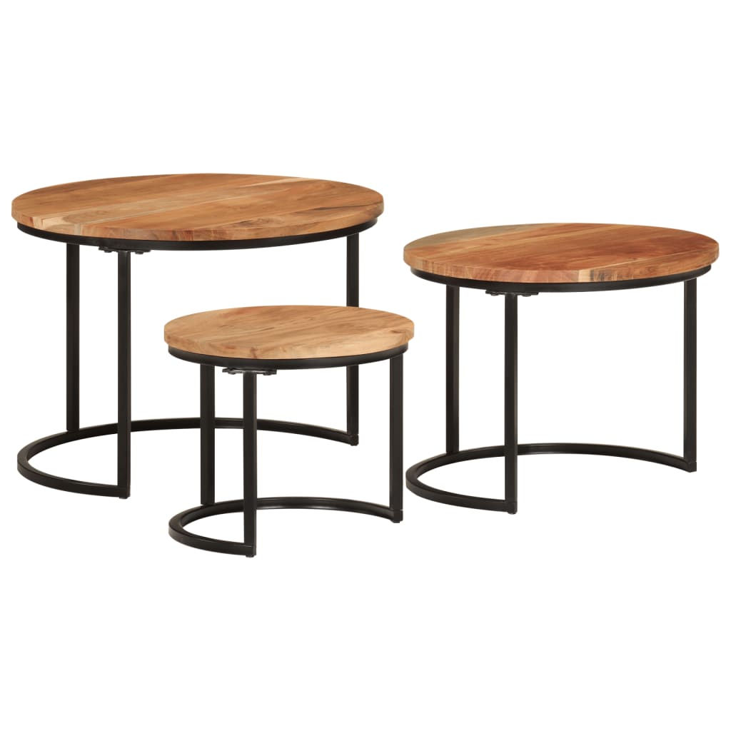 Tables gigognes 3 pcs bois massif d'acacia Tables basses vidaXL