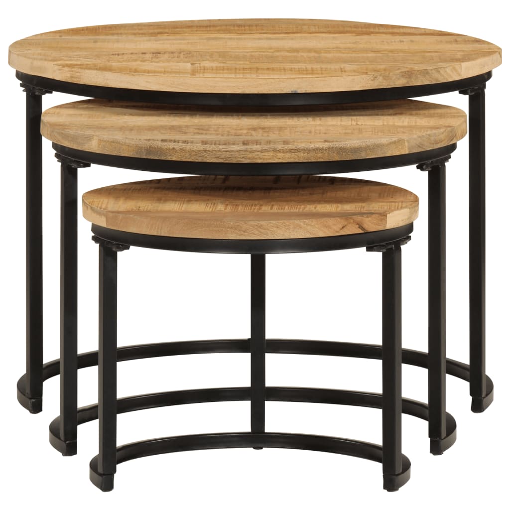 Tables gigognes 3 pcs bois de manguier massif brut - XIOS