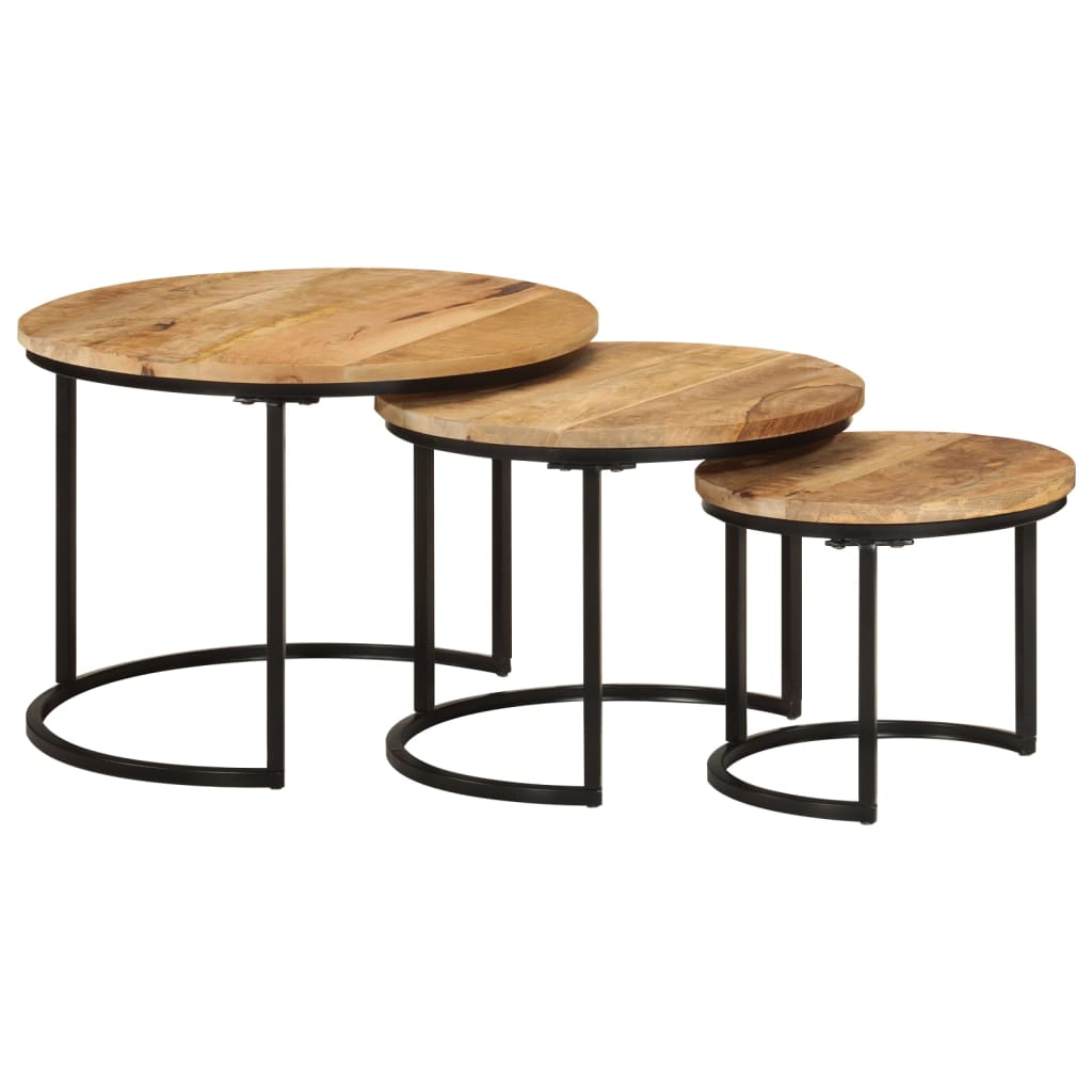 Tables gigognes 3 pcs bois de manguier massif brut - XIOS