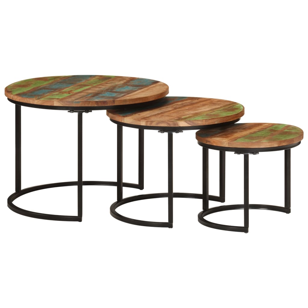 Tables gigognes 3 pcs bois massif de récupération - XIOS