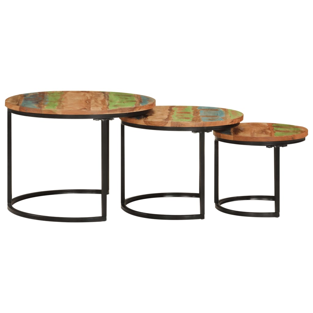Tables gigognes 3 pcs bois massif de récupération - XIOS