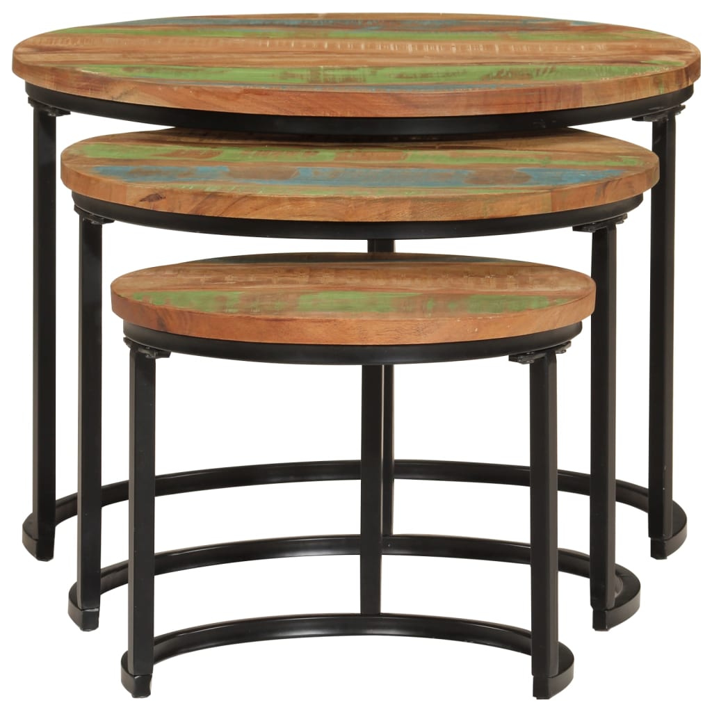Tables gigognes 3 pcs bois massif de récupération - XIOS