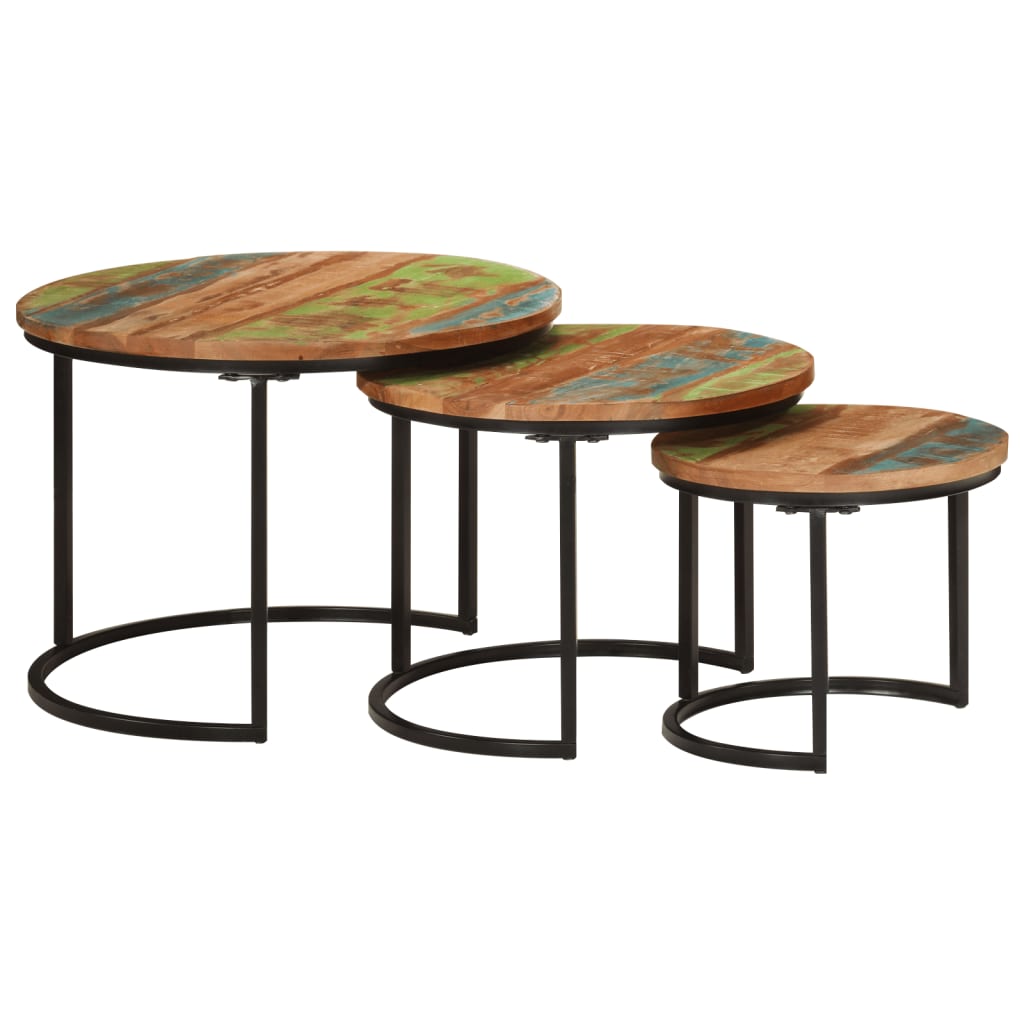 Tables gigognes 3 pcs bois massif de récupération - XIOS