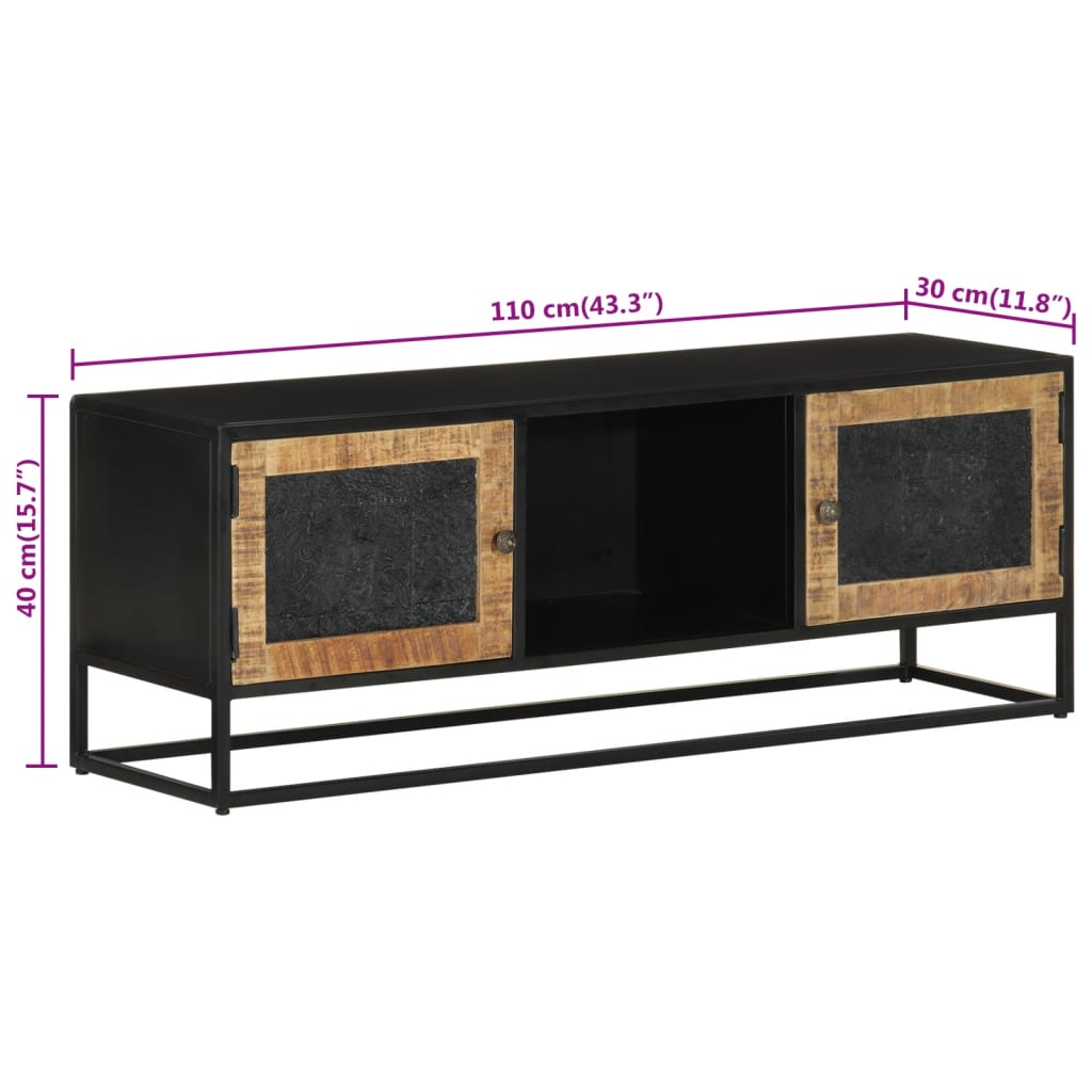 Meuble TV 110x30x40 cm bois massif de manguier et fer - XIOS