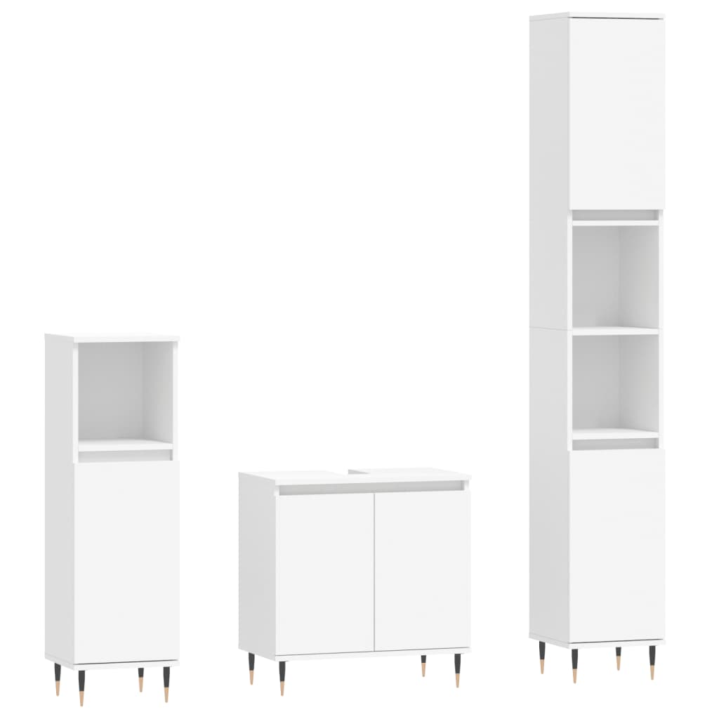 Ensemble d'armoires salle de bain 3 pcs blanc bois d'ingénierie Ensembles de mobilier pour salles de bains vidaXL