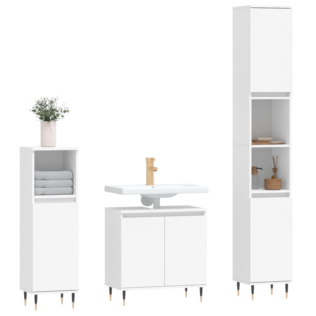 Ensemble d'armoires salle de bain 3 pcs blanc bois d'ingénierie Ensembles de mobilier pour salles de bains vidaXL