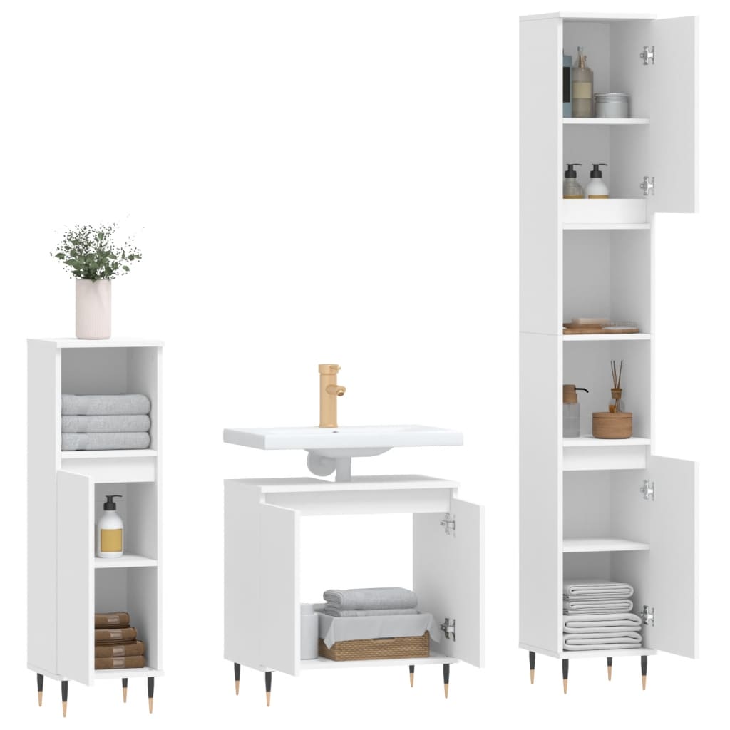 Ensemble d'armoires salle de bain 3 pcs blanc bois d'ingénierie Ensembles de mobilier pour salles de bains vidaXL