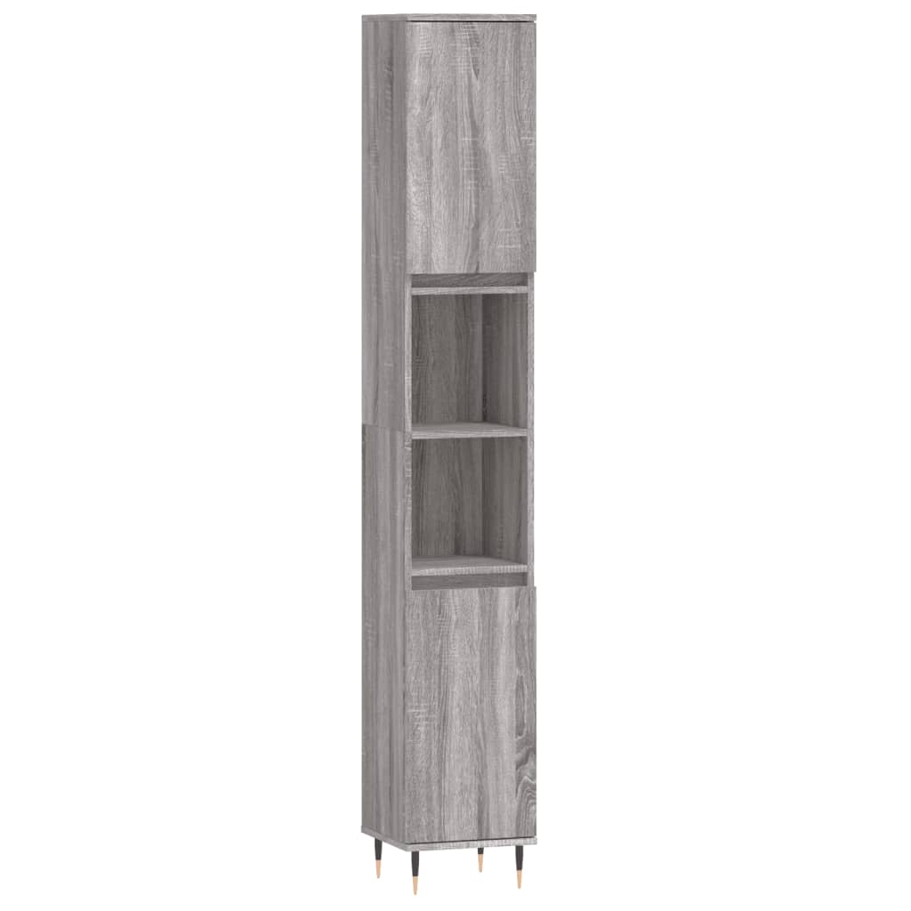 Ensemble d'armoires de salle de bain 3 pcs sonoma gris