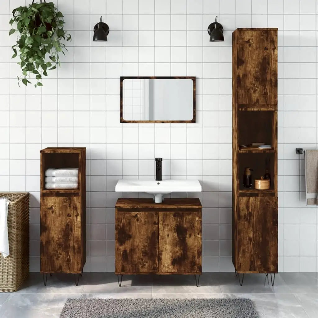 Ensemble d’armoires de salle de bain 3 pcs chêne fumé - XIOS