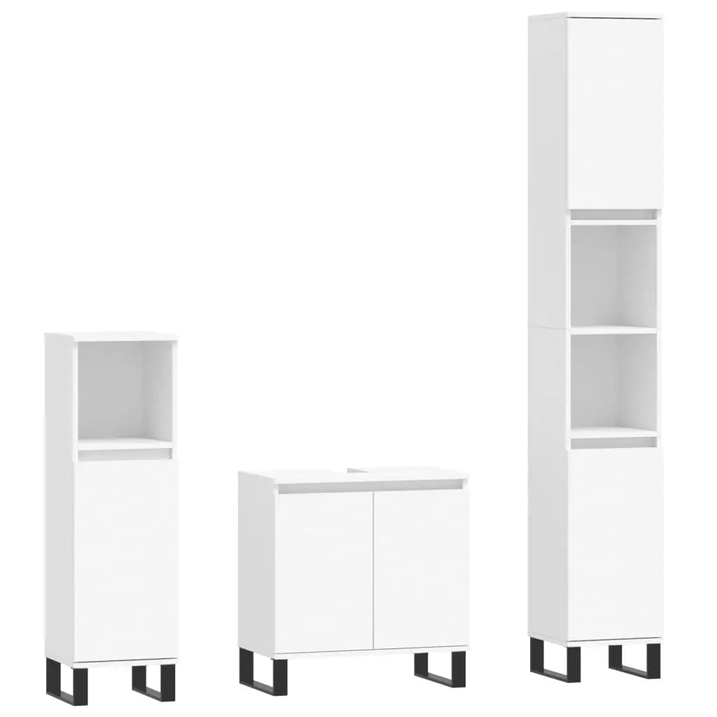 Ensemble d’armoires salle de bain 3 pcs blanc bois d’ingénierie - XIOS