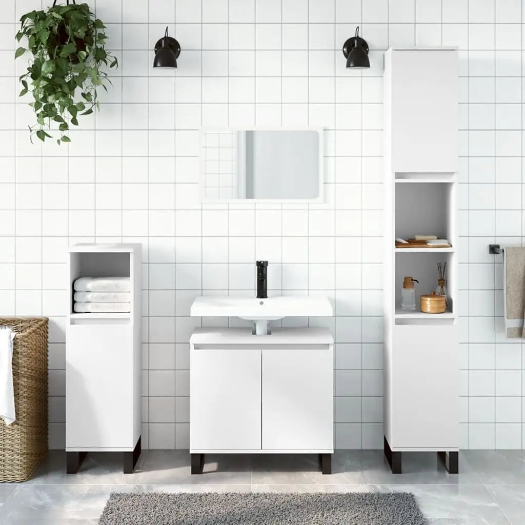 Ensemble d’armoires salle de bain 3 pcs blanc bois d’ingénierie - XIOS