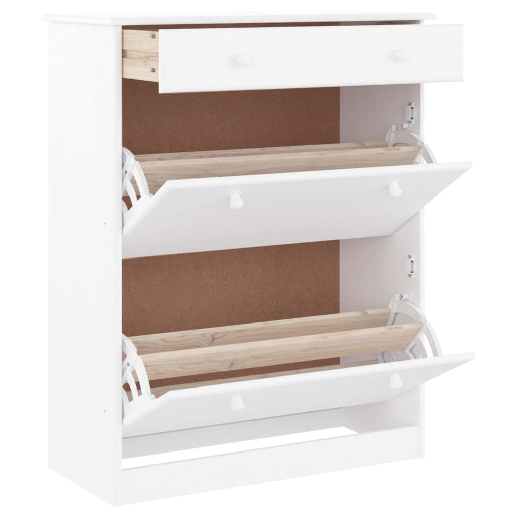 Armoire à chaussures ALTA blanc 77x35x96 cm bois massif de pin - XIOS