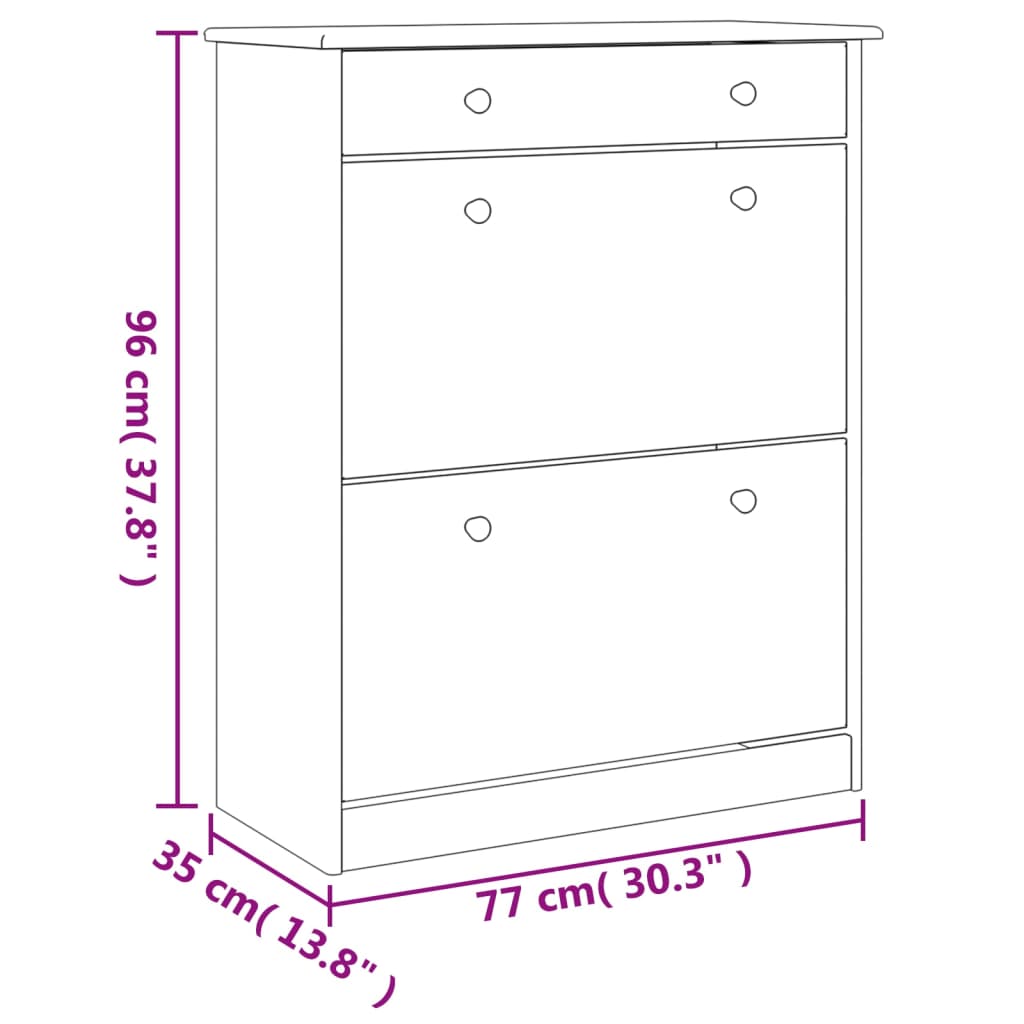 Armoire à chaussures ALTA blanc 77x35x96 cm bois massif de pin - XIOS