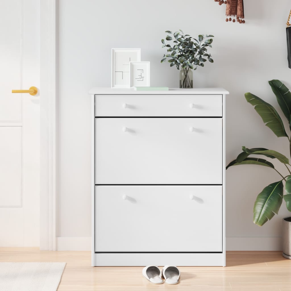 Armoire à chaussures ALTA blanc 77x35x96 cm bois massif de pin - XIOS