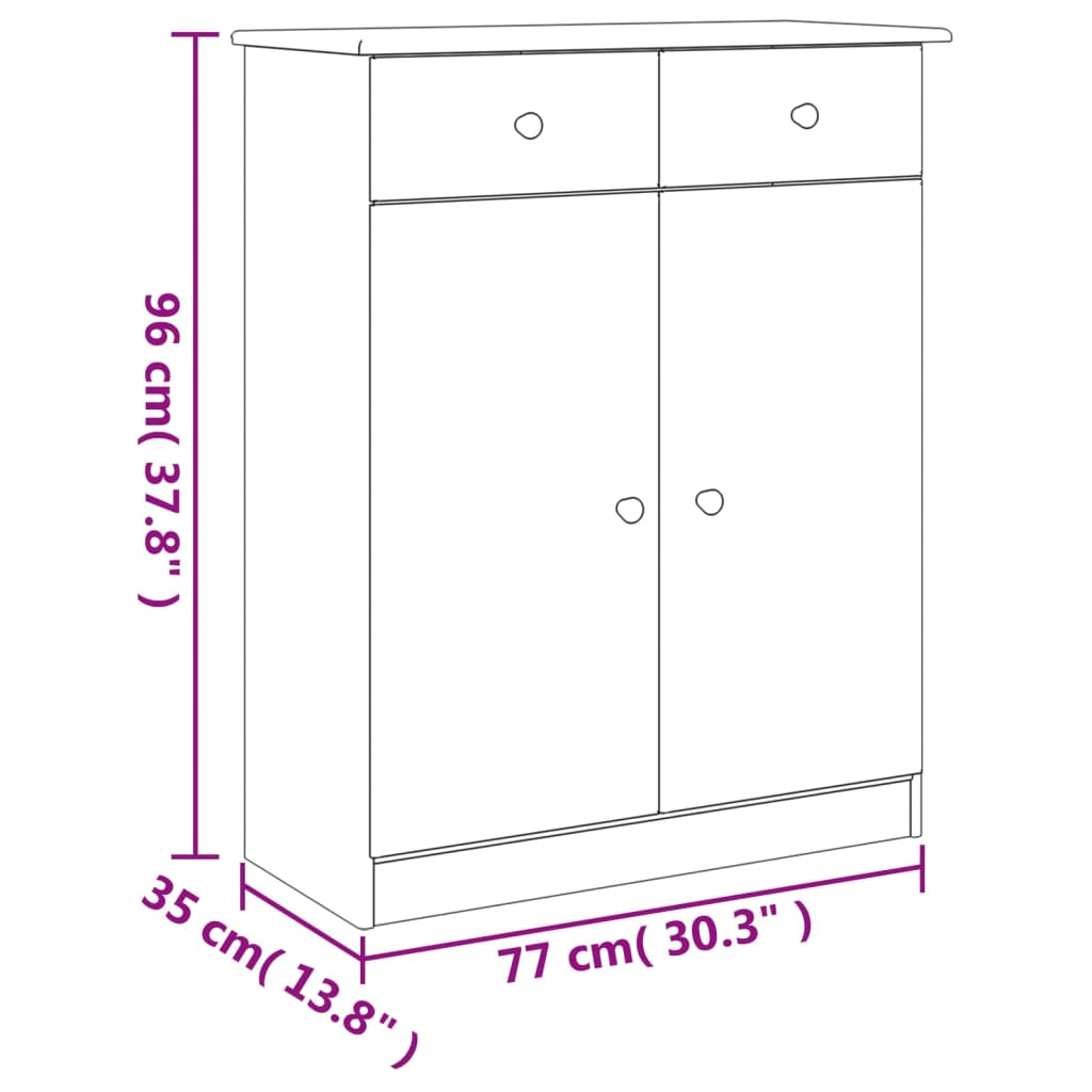 Armoire à chaussures ALTA blanc 77x35x96 cm bois massif de pin - XIOS