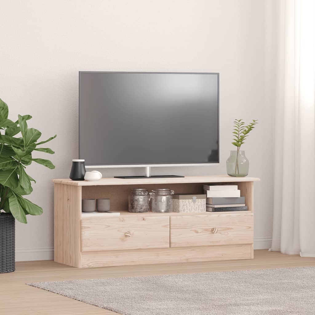 Meuble TV avec tiroirs ALTA 100x35x41 cm bois massif de pin - XIOS