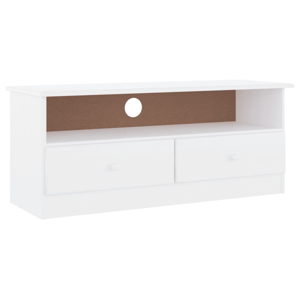 Meuble TV et tiroirs ALTA blanc 100x35x41 cm bois massif de pin - XIOS