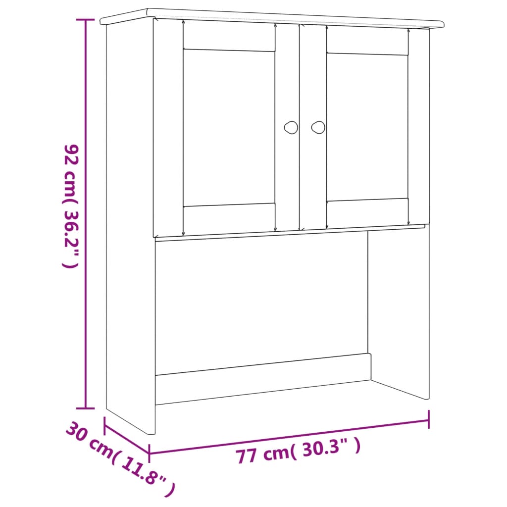 Dessus de commode ALTA blanc 77x30x92 cm bois massif de pin - XIOS