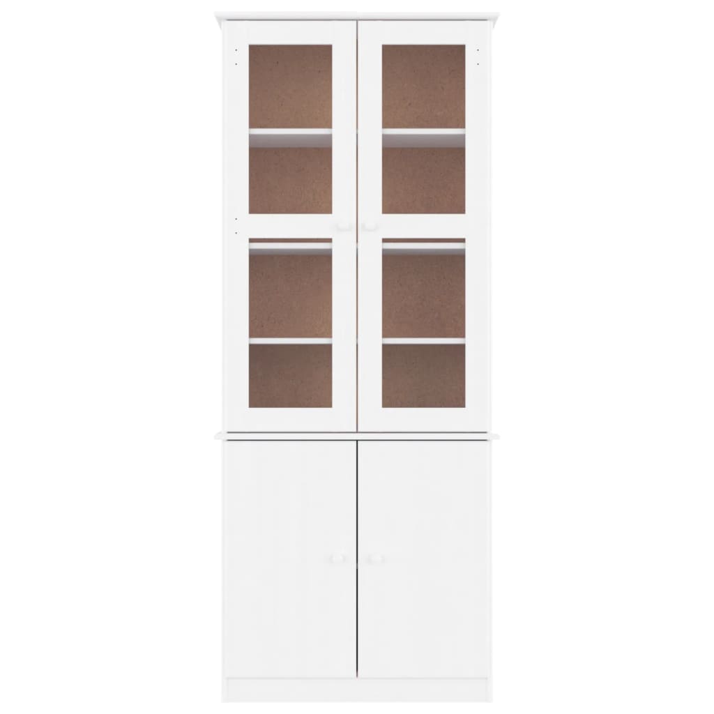 Vitrine en verre ALTA blanc 77x35x186,5 cm bois de pin massif - XIOS