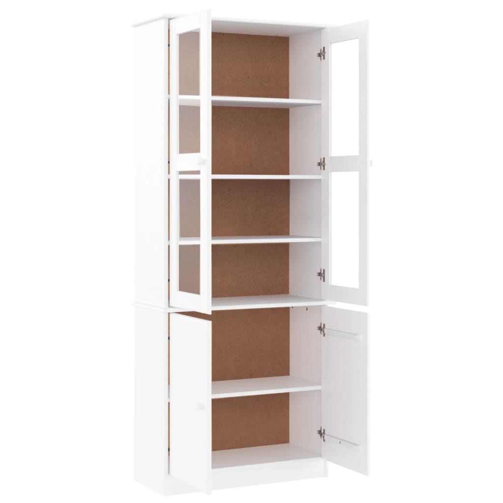 Vitrine en verre ALTA blanc 77x35x186,5 cm bois de pin massif - XIOS