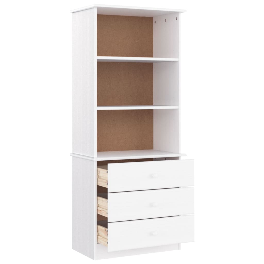 Bibliothèque et tiroirs ALTA blanc 60x35x142 cm bois massif pin - XIOS