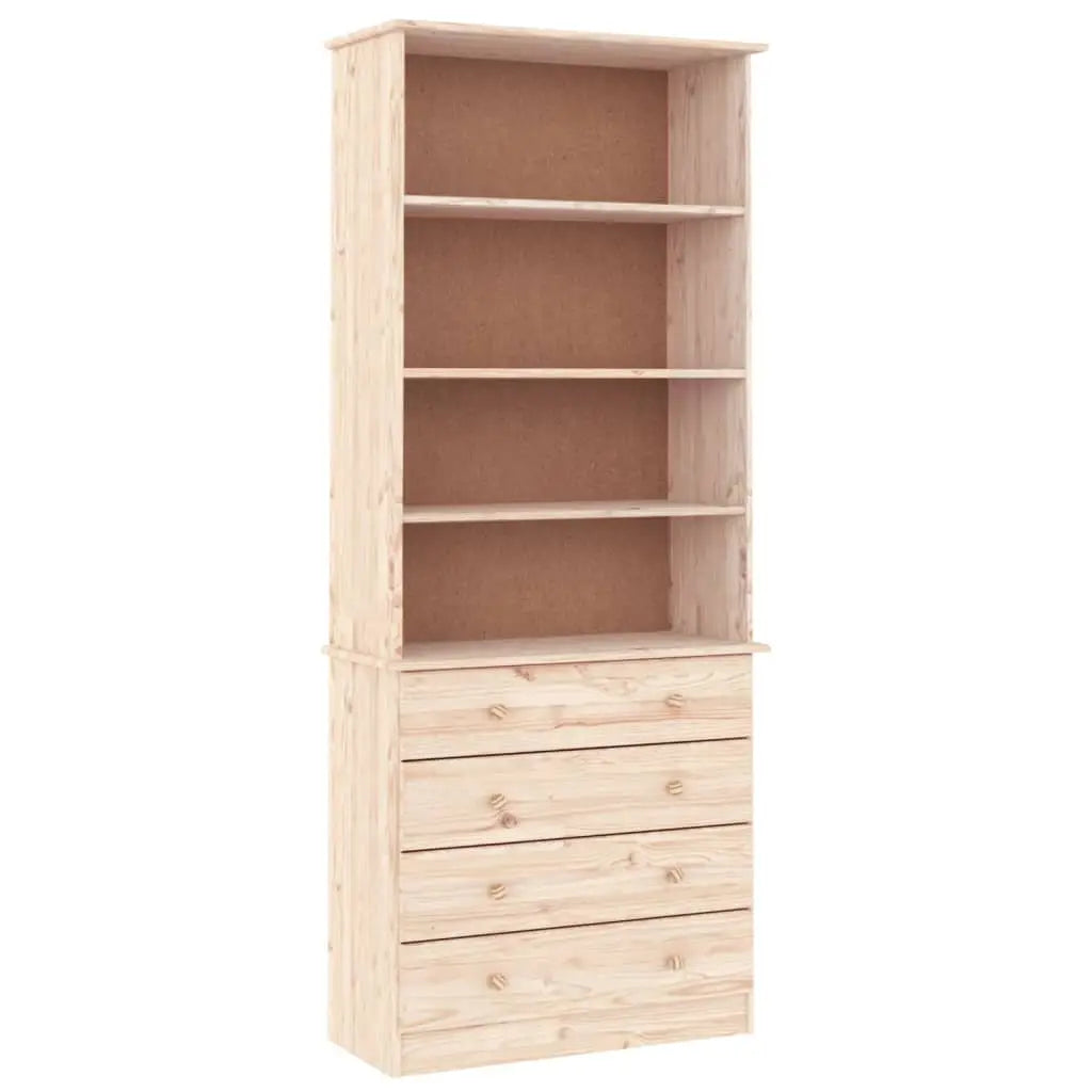 Bibliothèque avec tiroirs ALTA 77x35x186,5cm bois massif de pin - XIOS