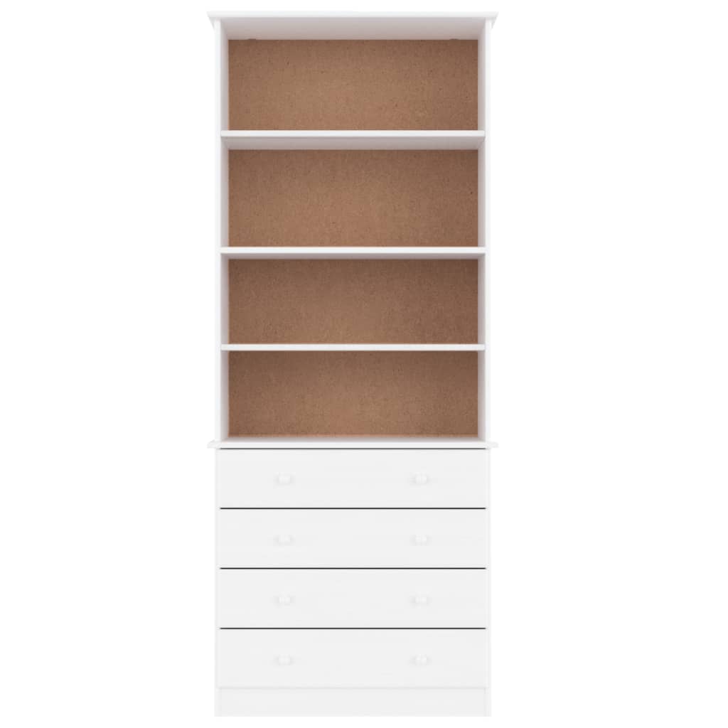 Bibliothèque tiroirs ALTA blanc 77x35x186,5cm bois massif pin - XIOS