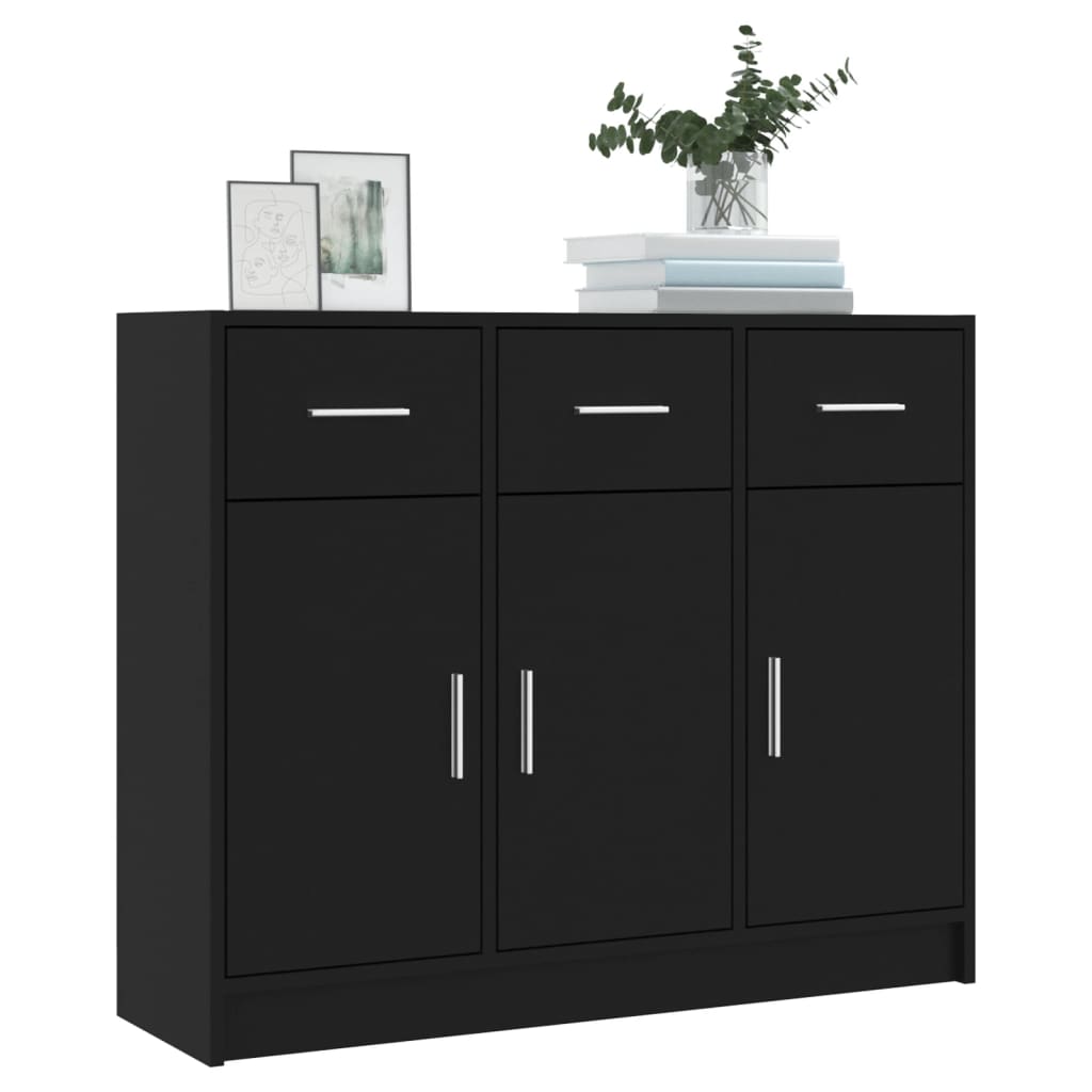 Buffet noir 91x28x75 cm bois d'ingénierie - XIOS