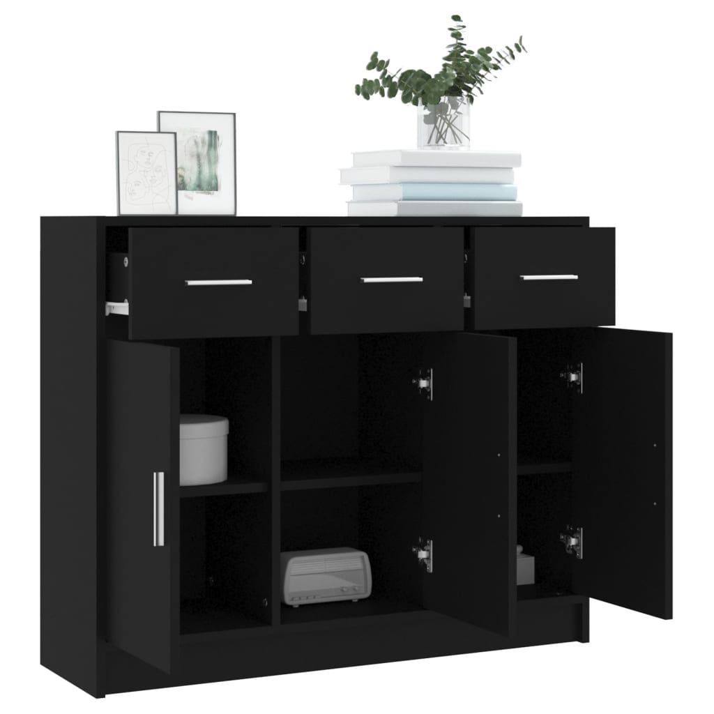 Buffet noir 91x28x75 cm bois d'ingénierie - XIOS