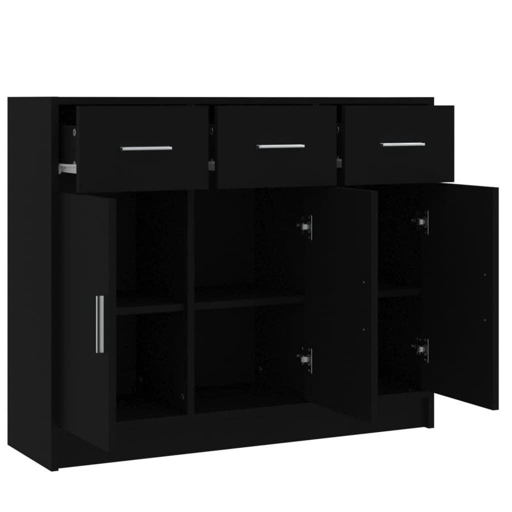 Buffet noir 91x28x75 cm bois d'ingénierie - XIOS