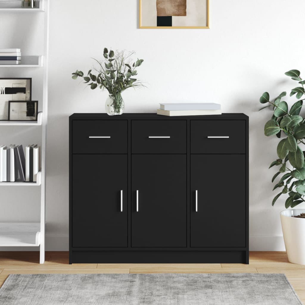 Buffet noir 91x28x75 cm bois d'ingénierie - XIOS