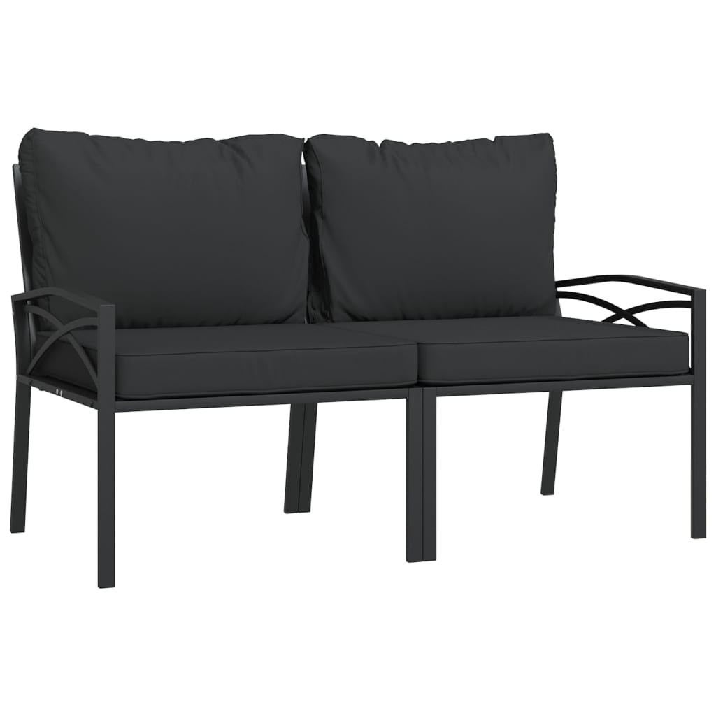 Salon de jardin 7 pcs avec coussins gris bambou acier